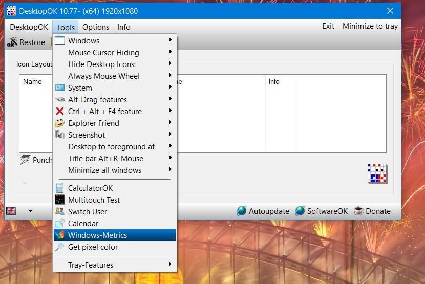 Tùy chọn Windows-Metrics