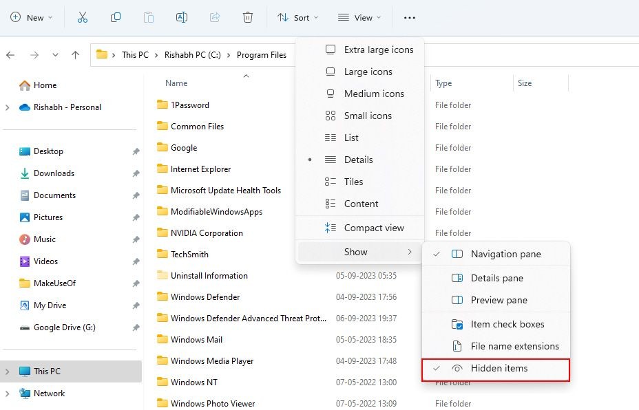 Tùy chọn xem trong File Explorer