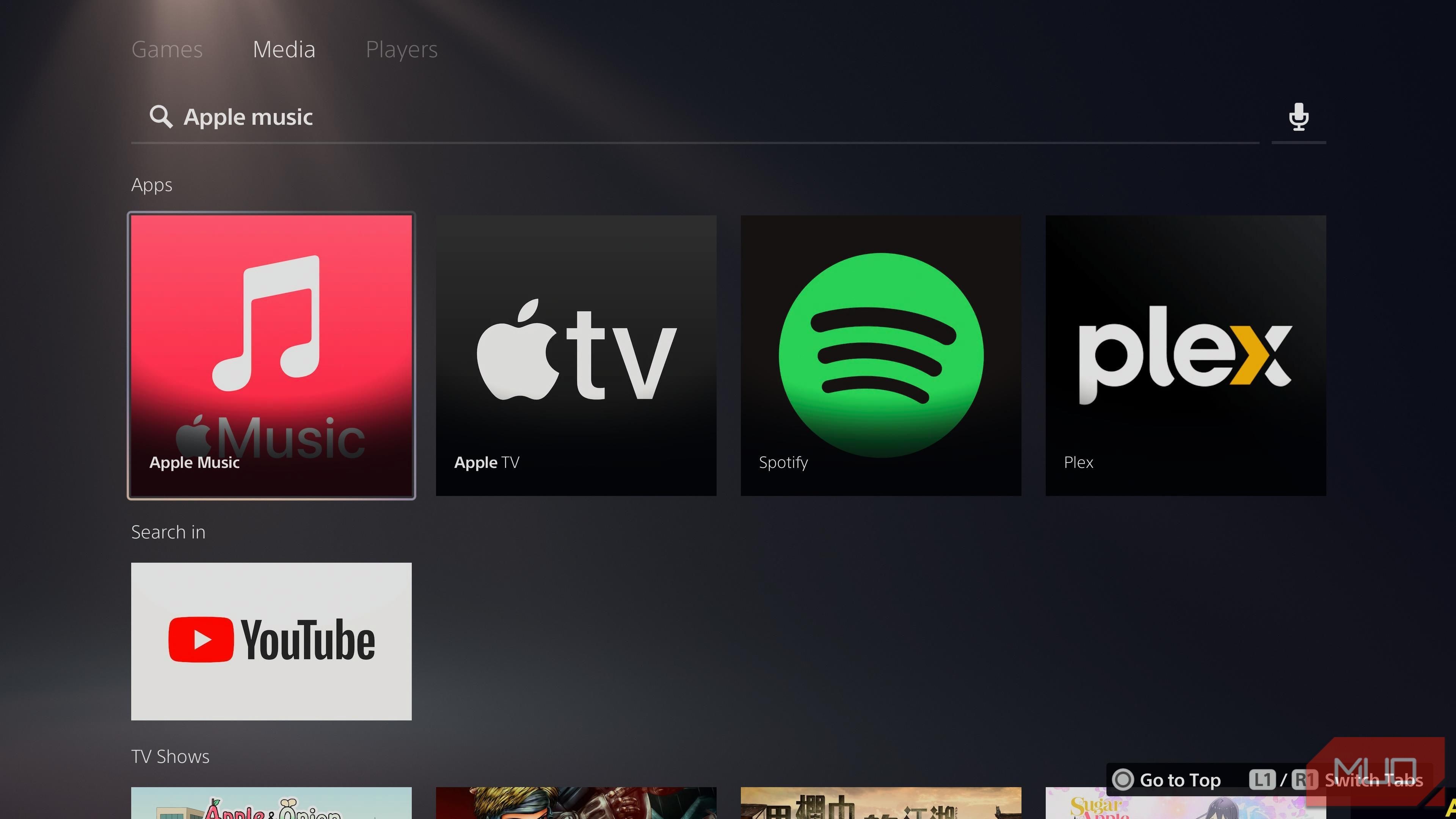 Ứng dụng Apple Music trên PS5