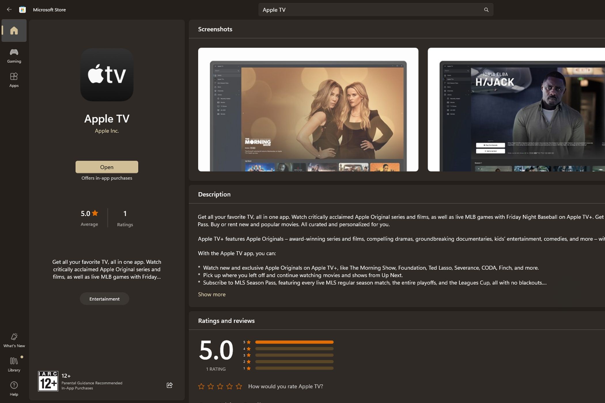 Ứng dụng Apple TV trên Microsoft Store