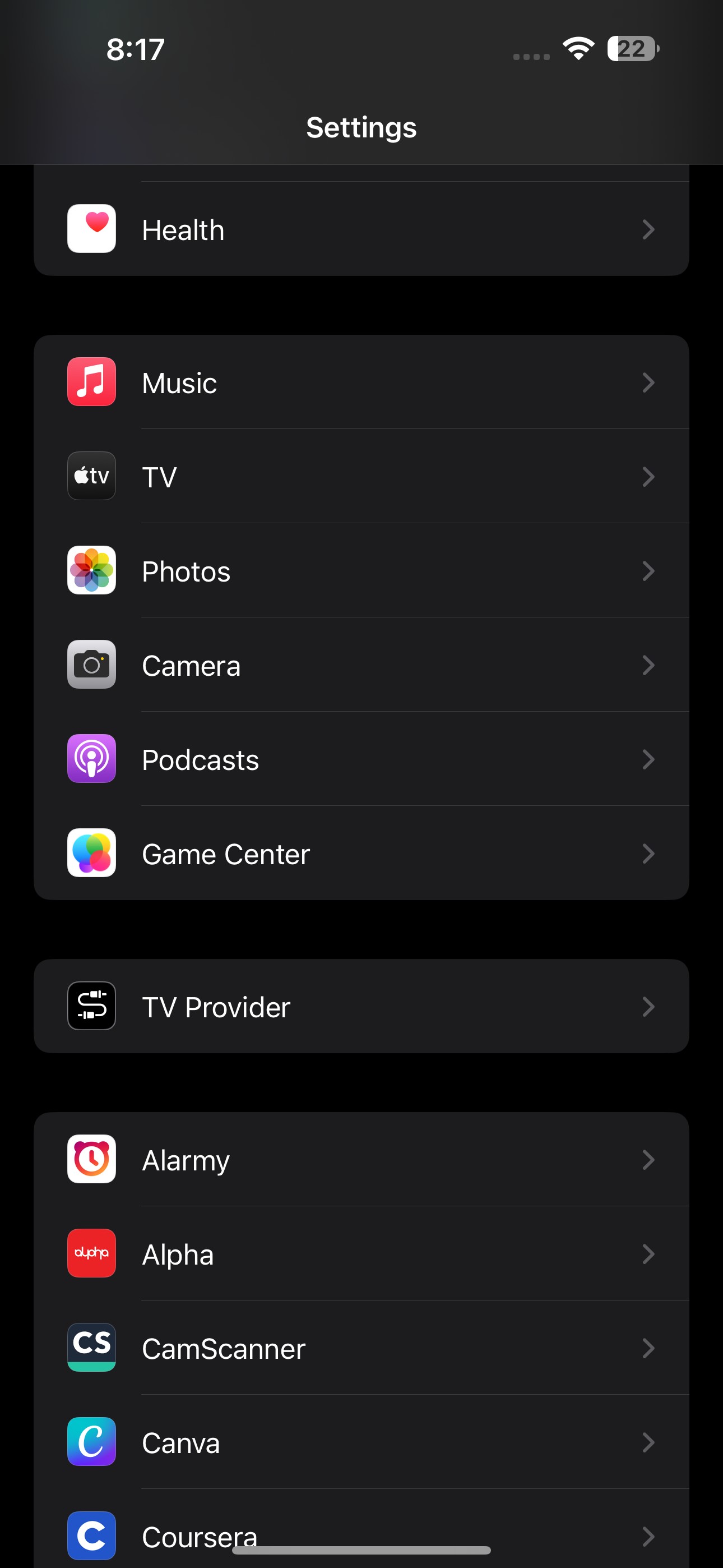 Ứng dụng Cài đặt trên iPhone