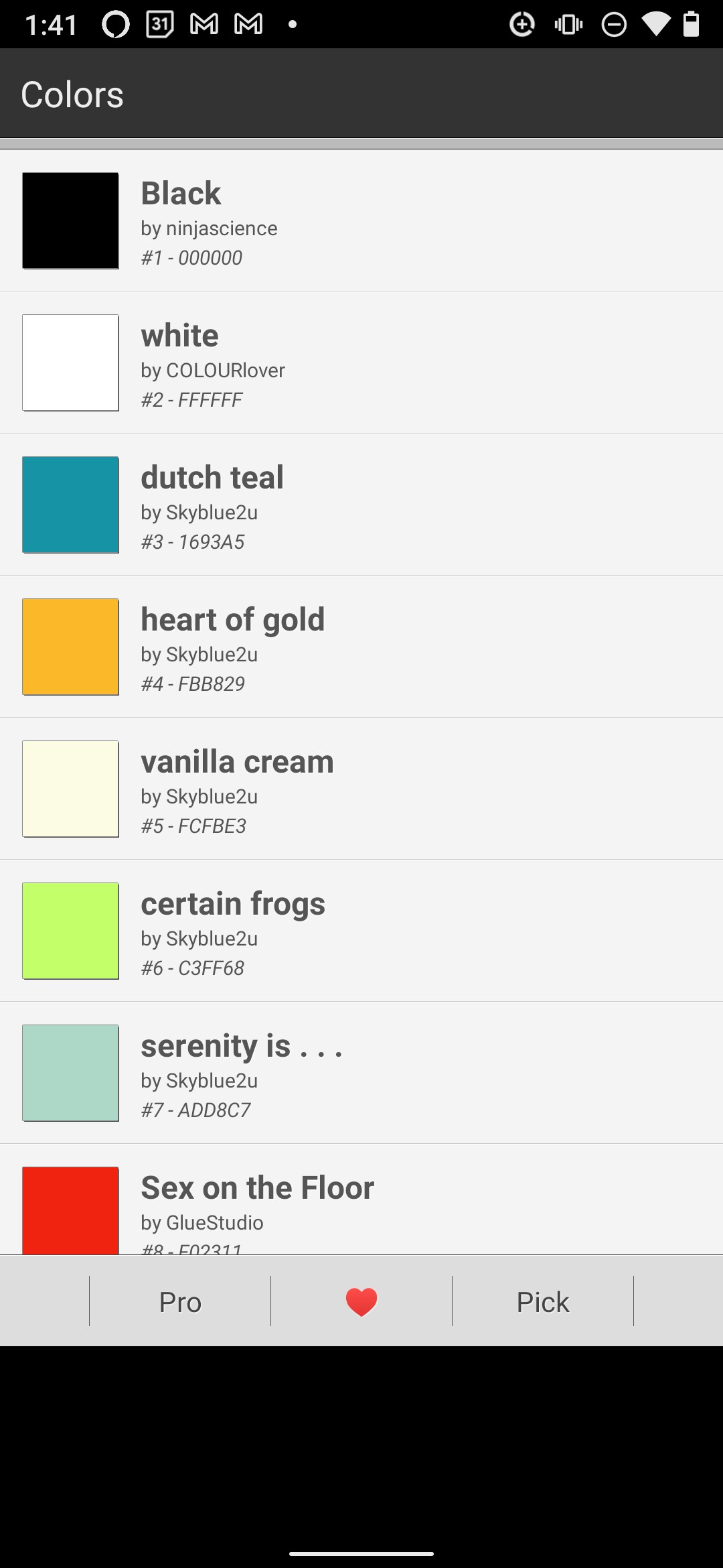 Ứng dụng Colors cung cấp các hình nền với màu sắc đơn sắc