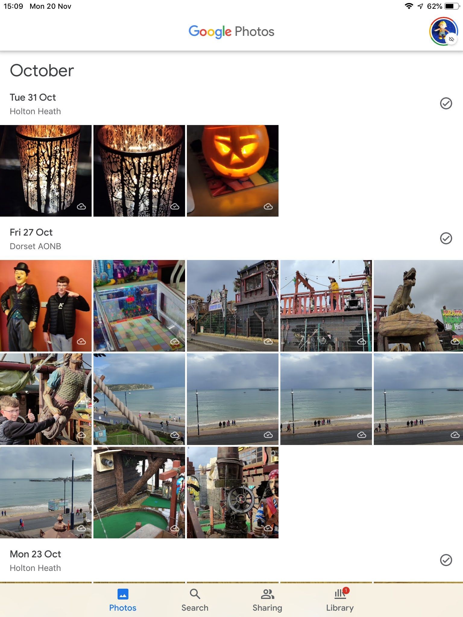 Ứng dụng Google Photos trên iOS hiển thị thư viện ảnh