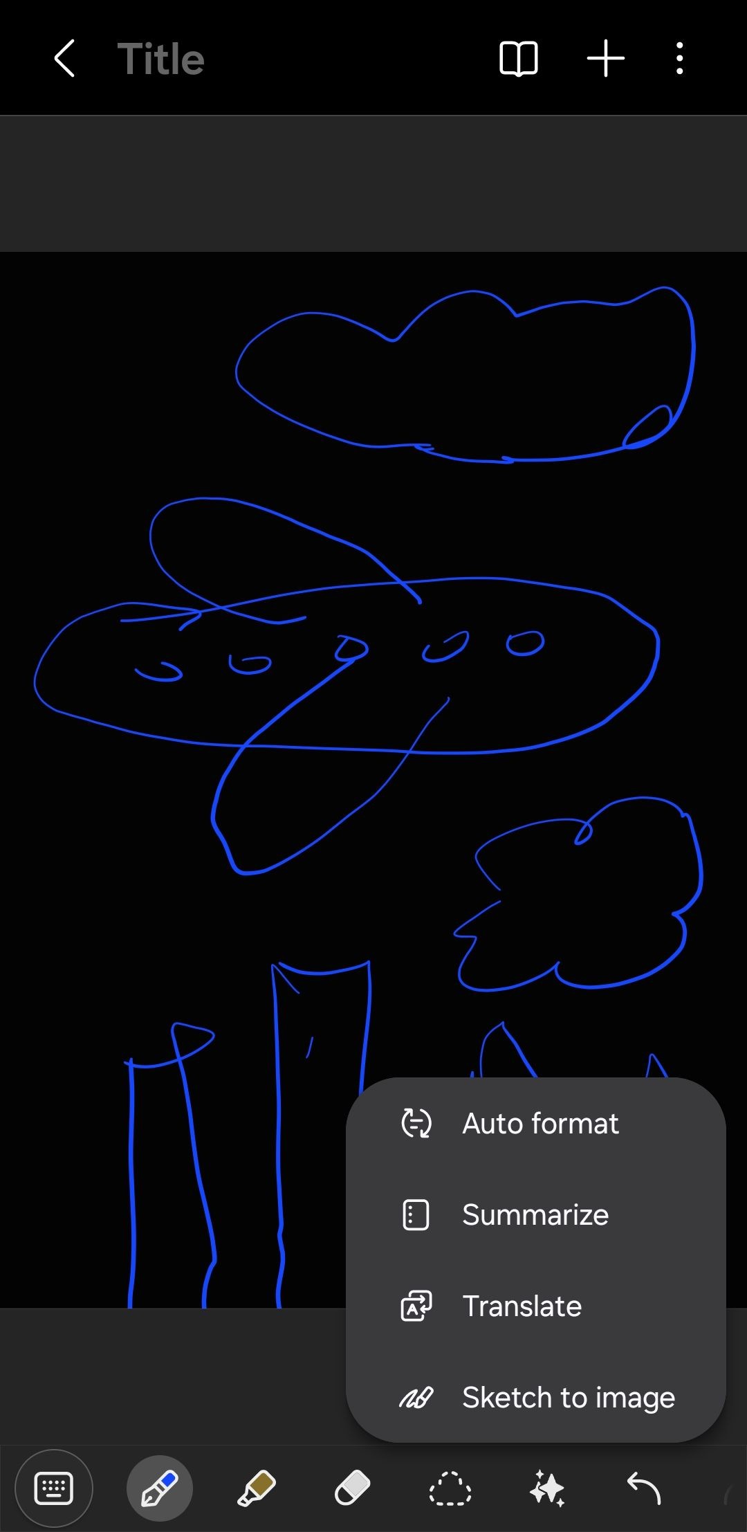 Ứng dụng Samsung Notes hiển thị tùy chọn vẽ phác thảo thành hình ảnh