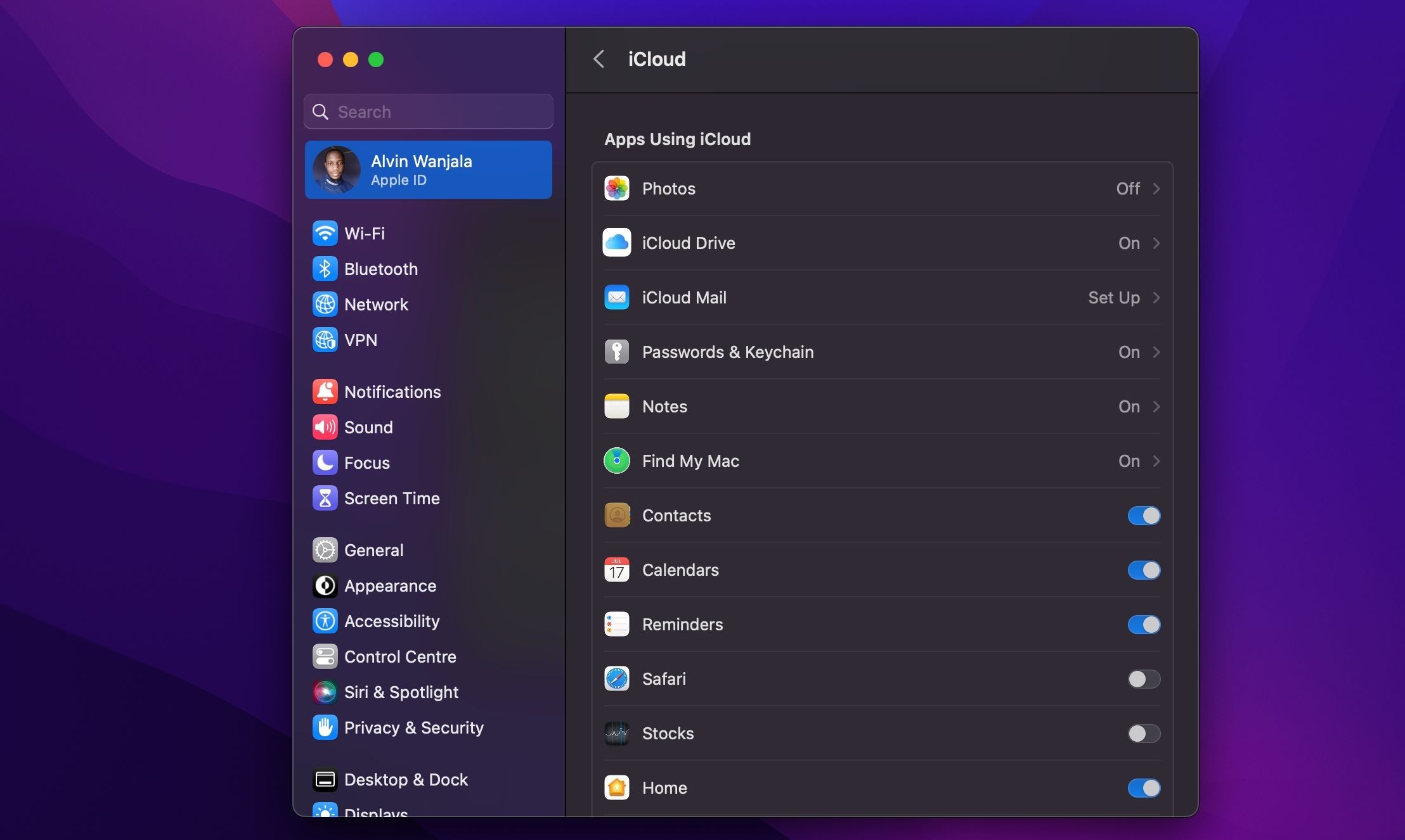 Ứng dụng sử dụng iCloud trên macOS