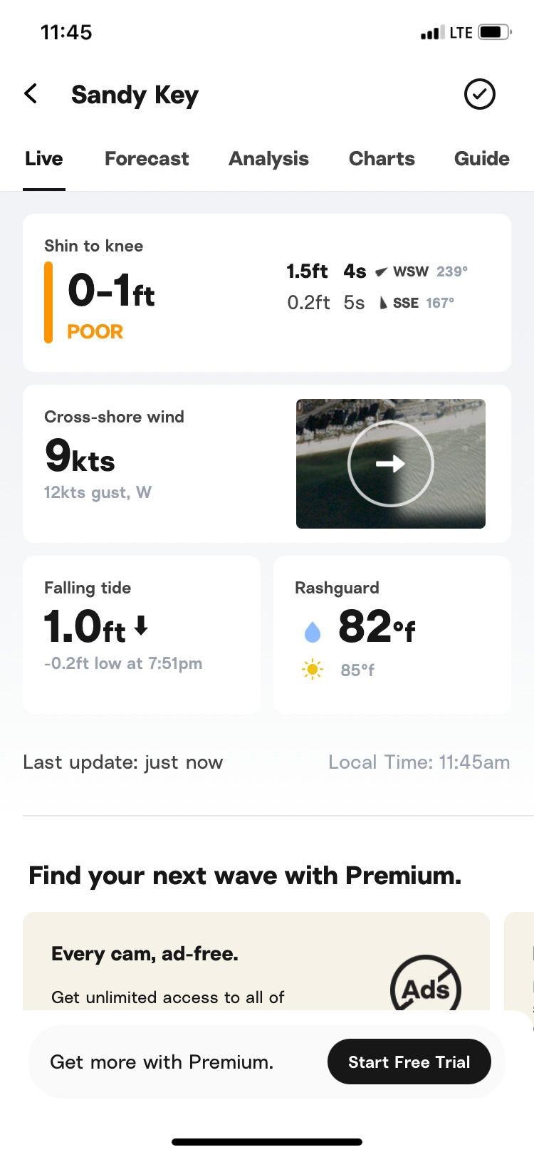 Ứng dụng Surfline màn hình live