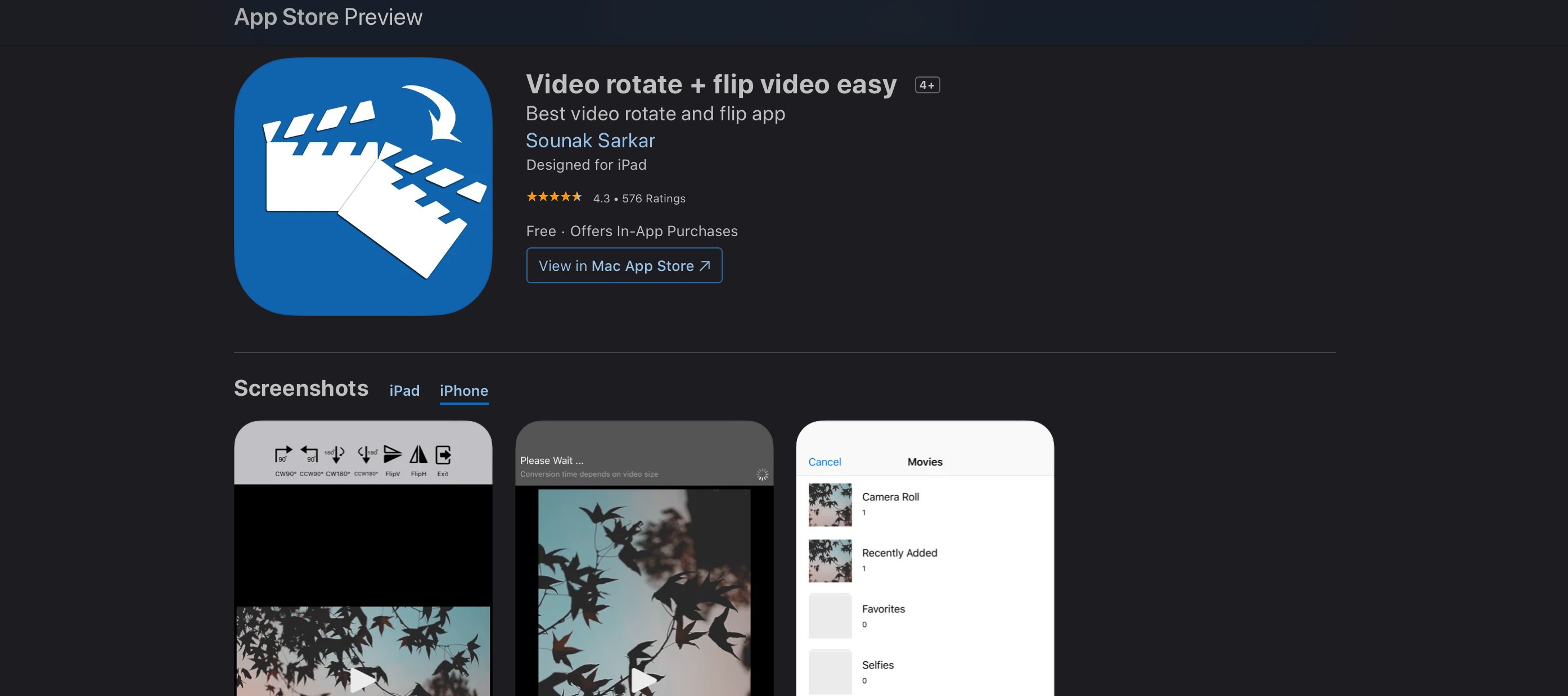 Ứng dụng Video Rotate + Flip trên App Store