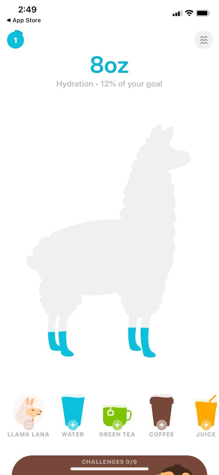 Ứng dụng Waterllama - 8 ounces nước
