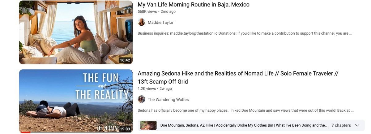 Ví dụ về Niche trên YouTube