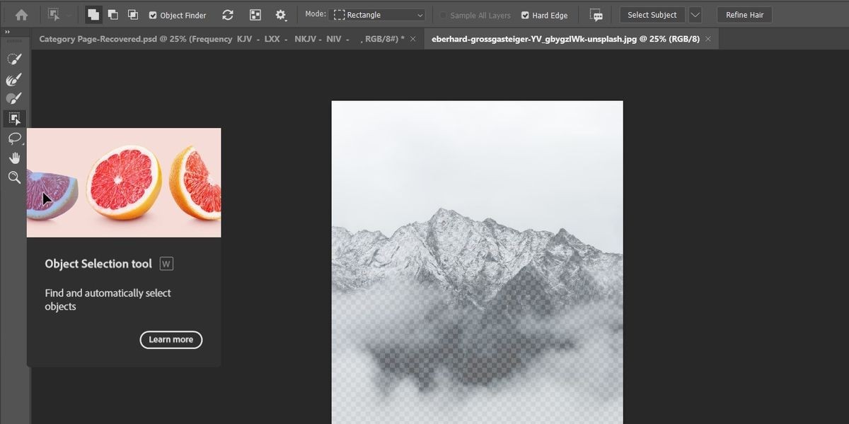 Vị trí của công cụ Object Selection trong không gian làm việc Select &amp; Mask trong Photoshop