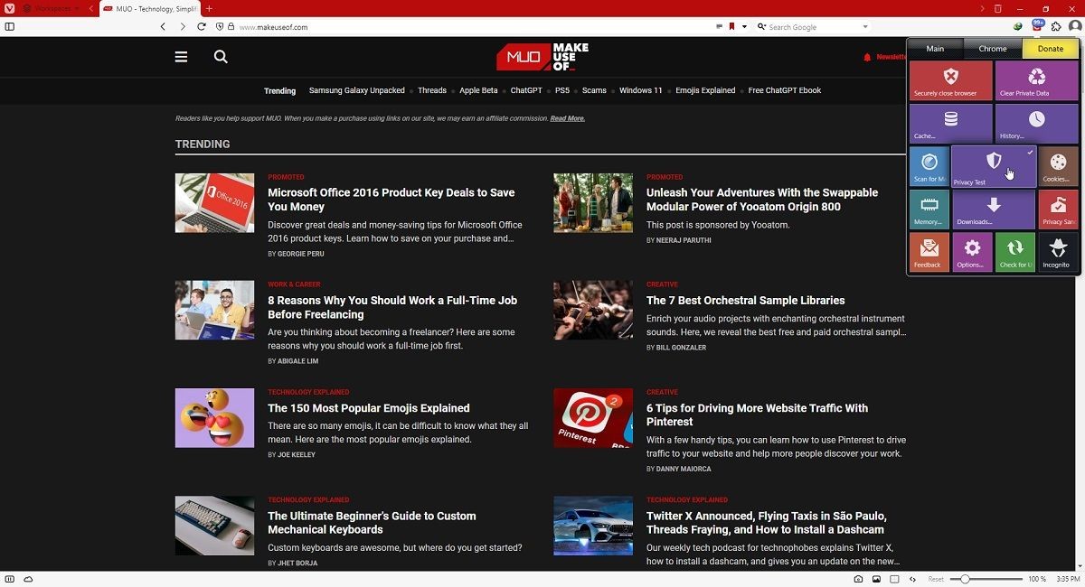 Vivaldi Click&amp;Clean Add-On