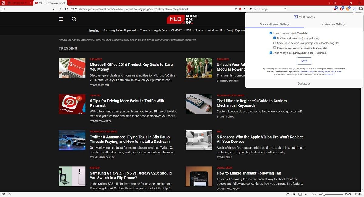 Vivaldi VT4Browsers Extension
