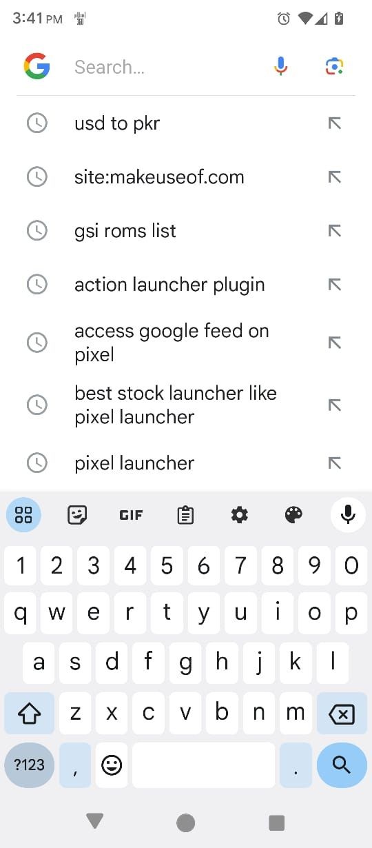 Vuốt sang phải để truy cập Google Search