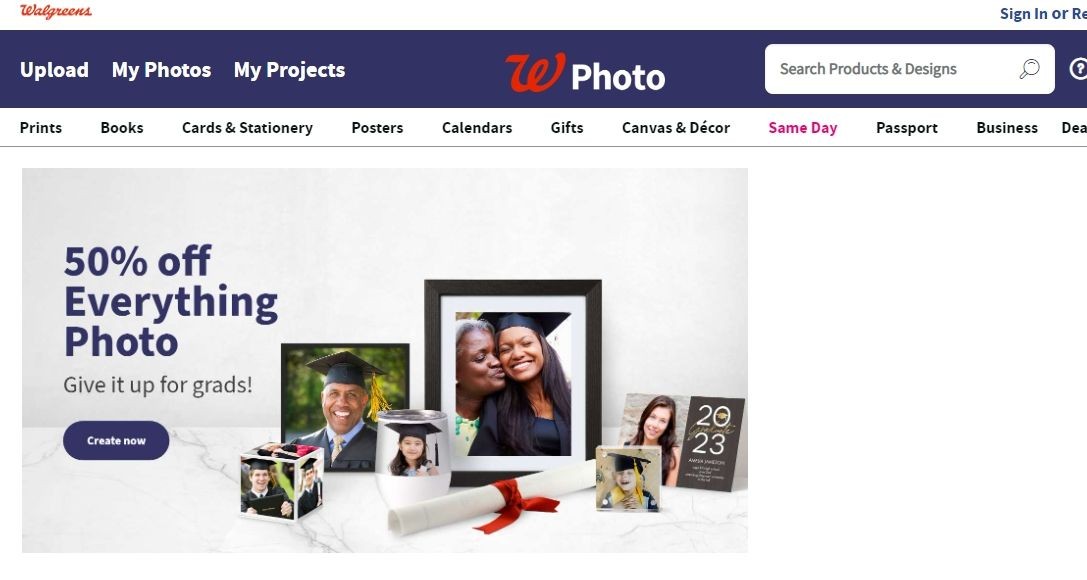 Walgreens printing website screenshot