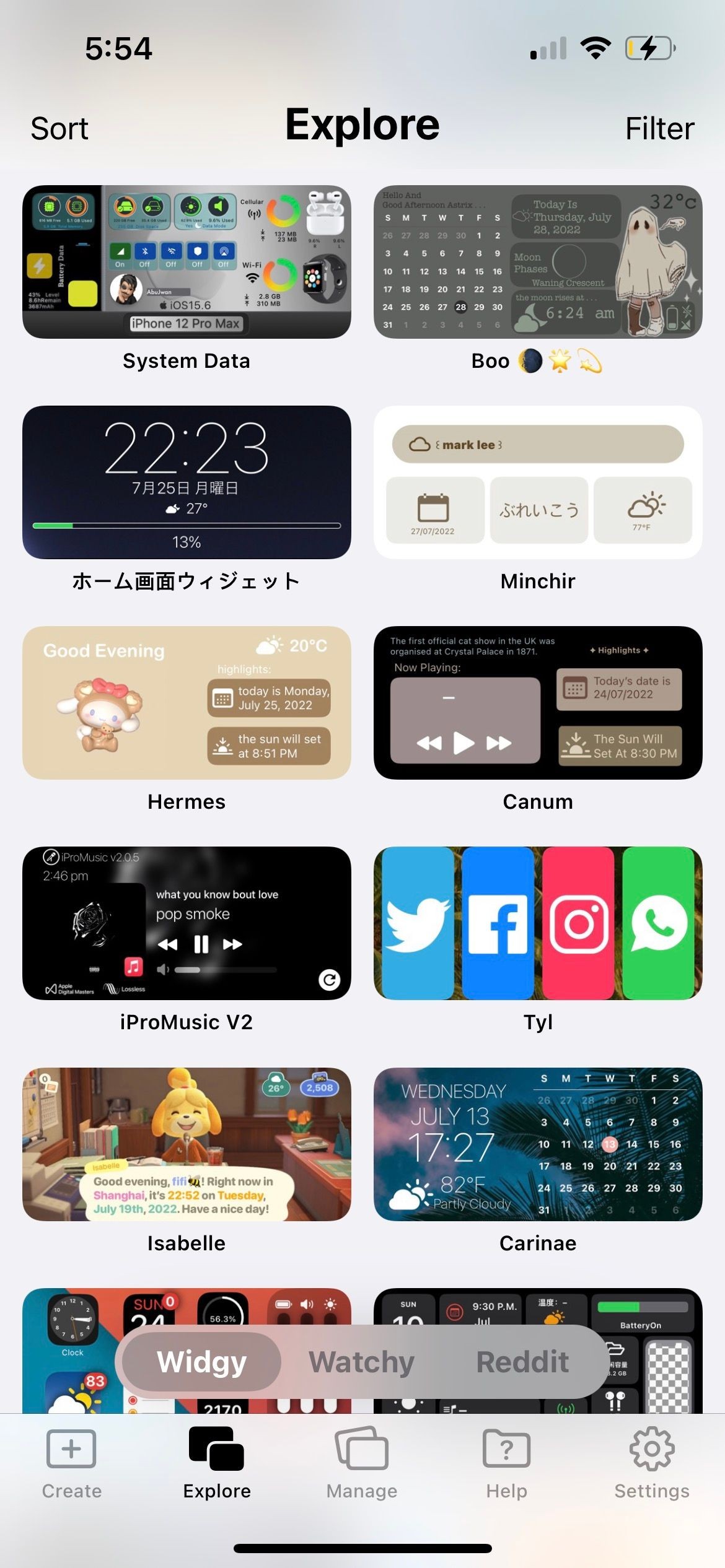 Widgy Widgets trang khám phá