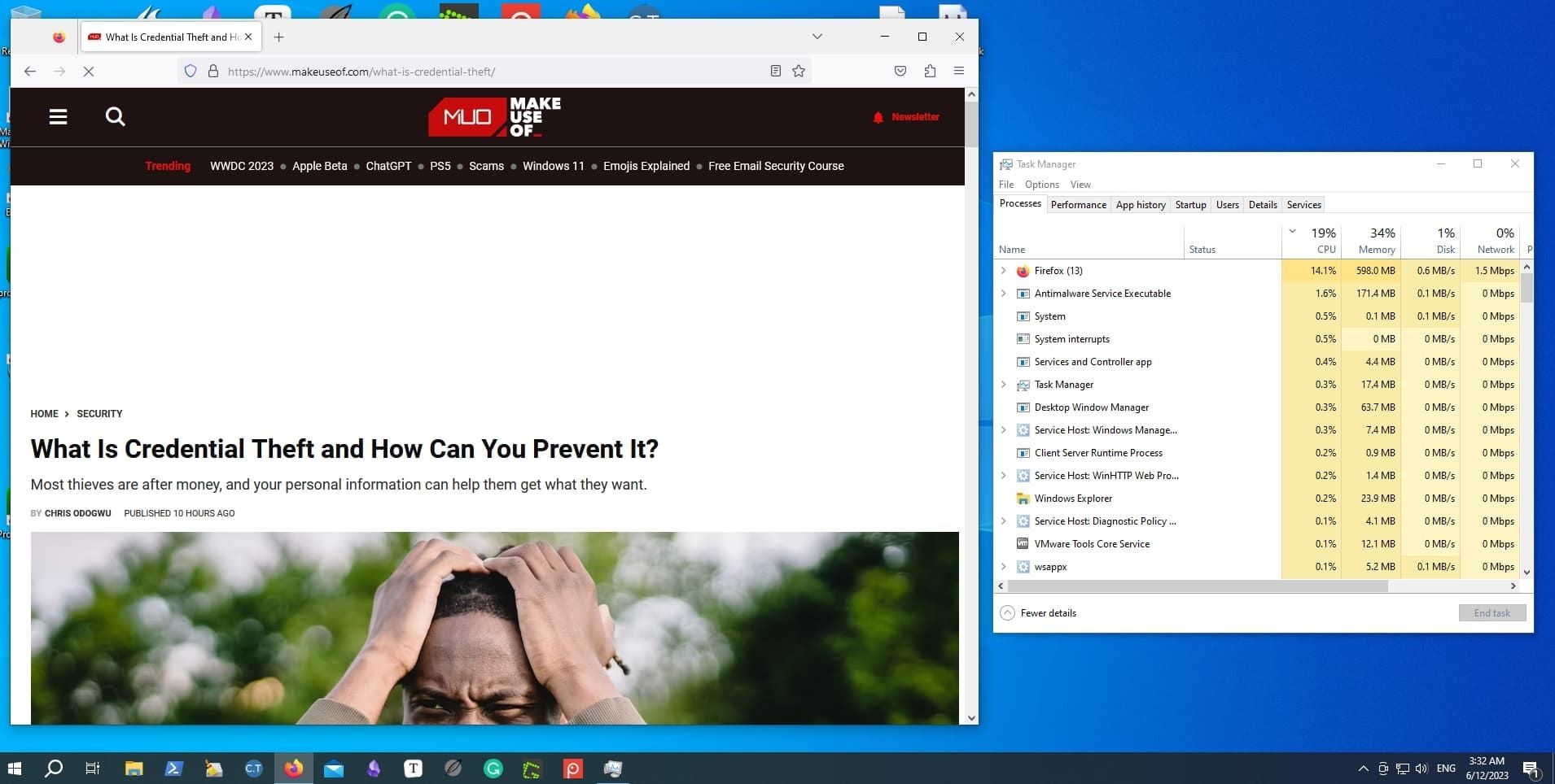 Windows 10 Firefox và Task Manager