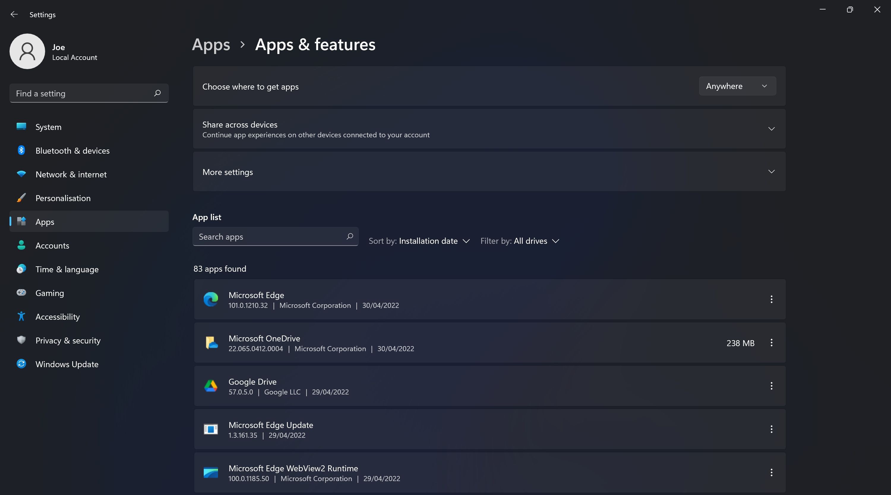 Windows 11 Apps and Features