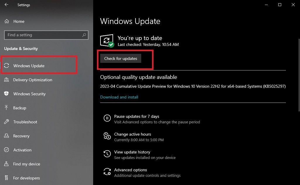 Windows Update và kiểm tra cập nhật