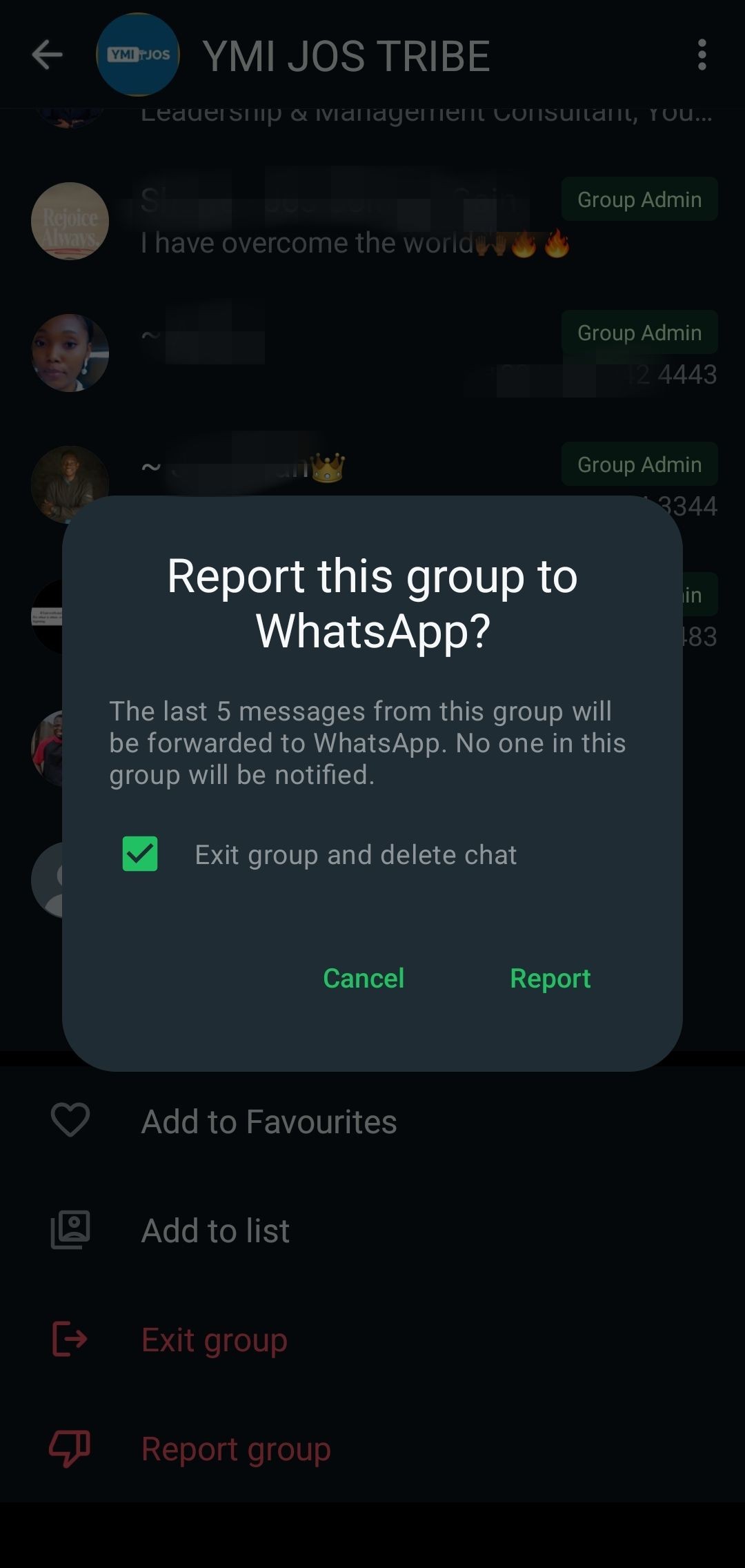 Xác nhận báo cáo trên WhatsApp