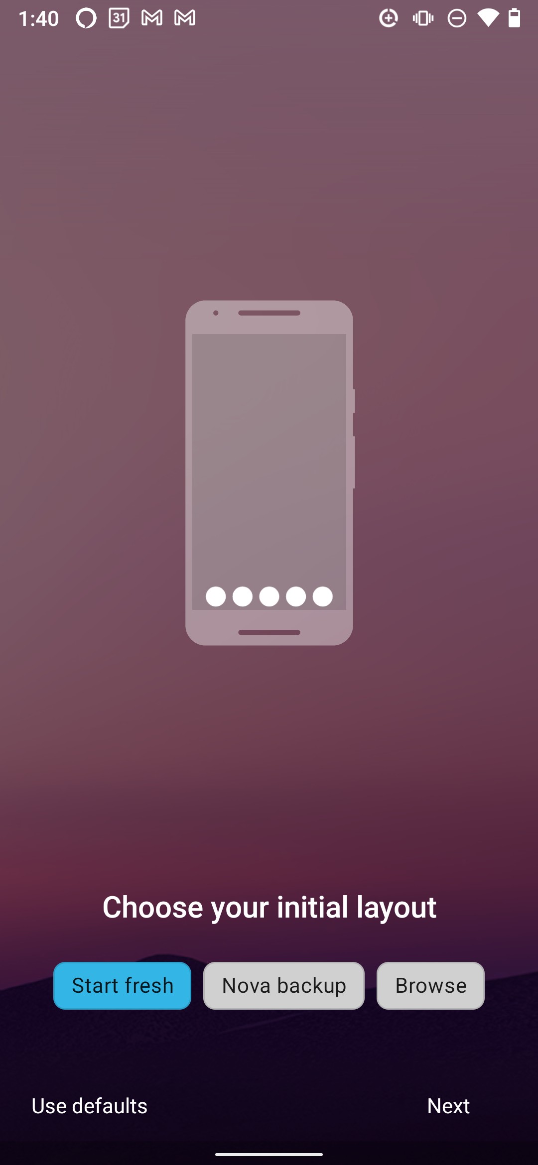 Xác nhận cài đặt Nova Launcher