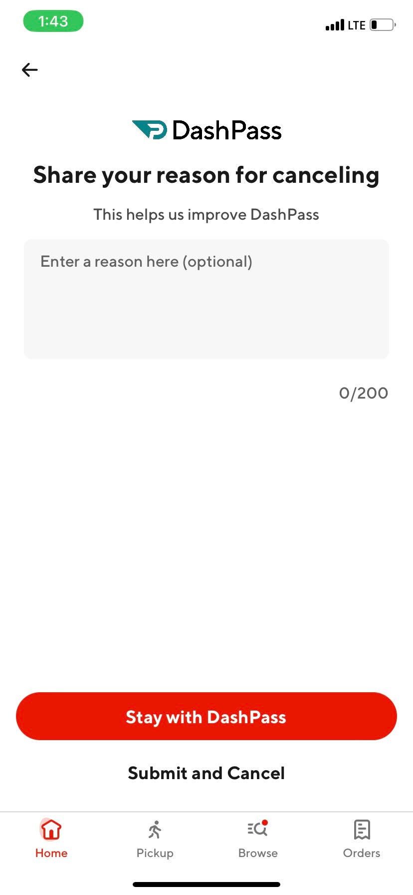 Xác nhận hủy DashPass của DoorDash