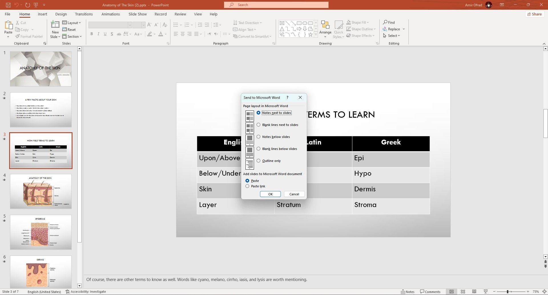 Xuất handout PowerPoint