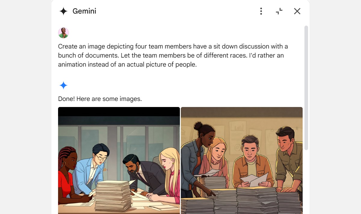 Yêu cầu tạo hình ảnh bằng Gemini AI trong Google Slides và các hình ảnh đã tạo